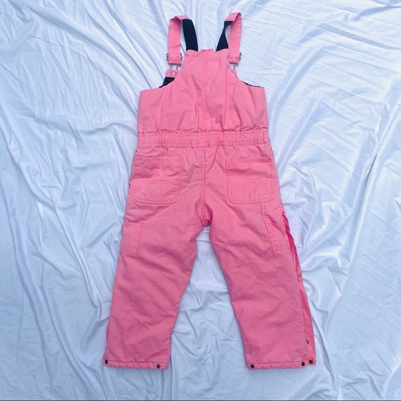 VINTAGE 1990s Schmidt Bubblegum Pink Workwear Overall Bibs Zip-Up Insulated - Picture 13 of 13